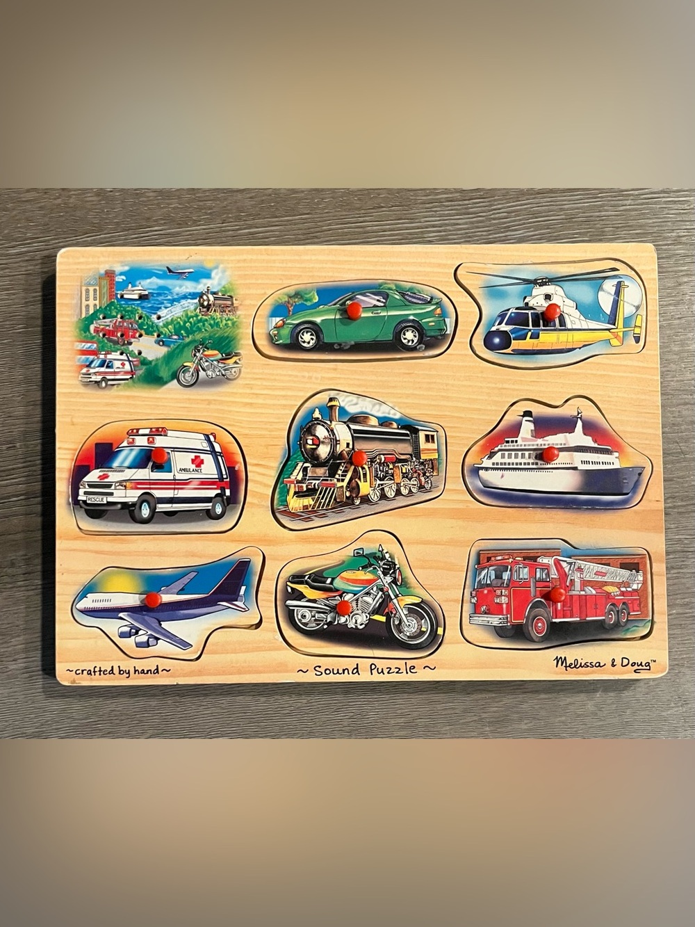 Melissa & Doug Vehicles Transportation Sound Peg Puzzle #267